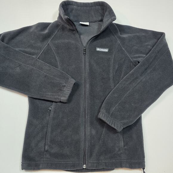 Columbia Fleece Sweater Womens Medium Black Full Zip Pockets Jacket Mock Neck - Picture 3 of 9